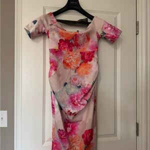 ASOS Maternity Pink and Orange Floral Midi Dress